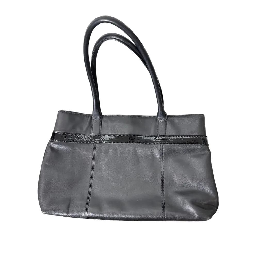 Kate Spade Black Soft Leather With Patent Leather Bow Shoulder Bag 16